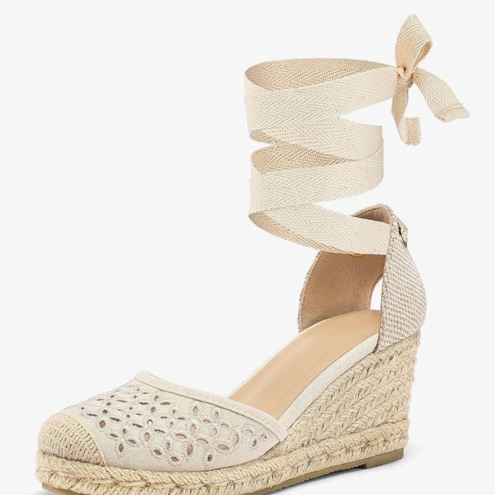 Platform Wedge Closed Toe Lace Up Sandals - Picture 11 of 11